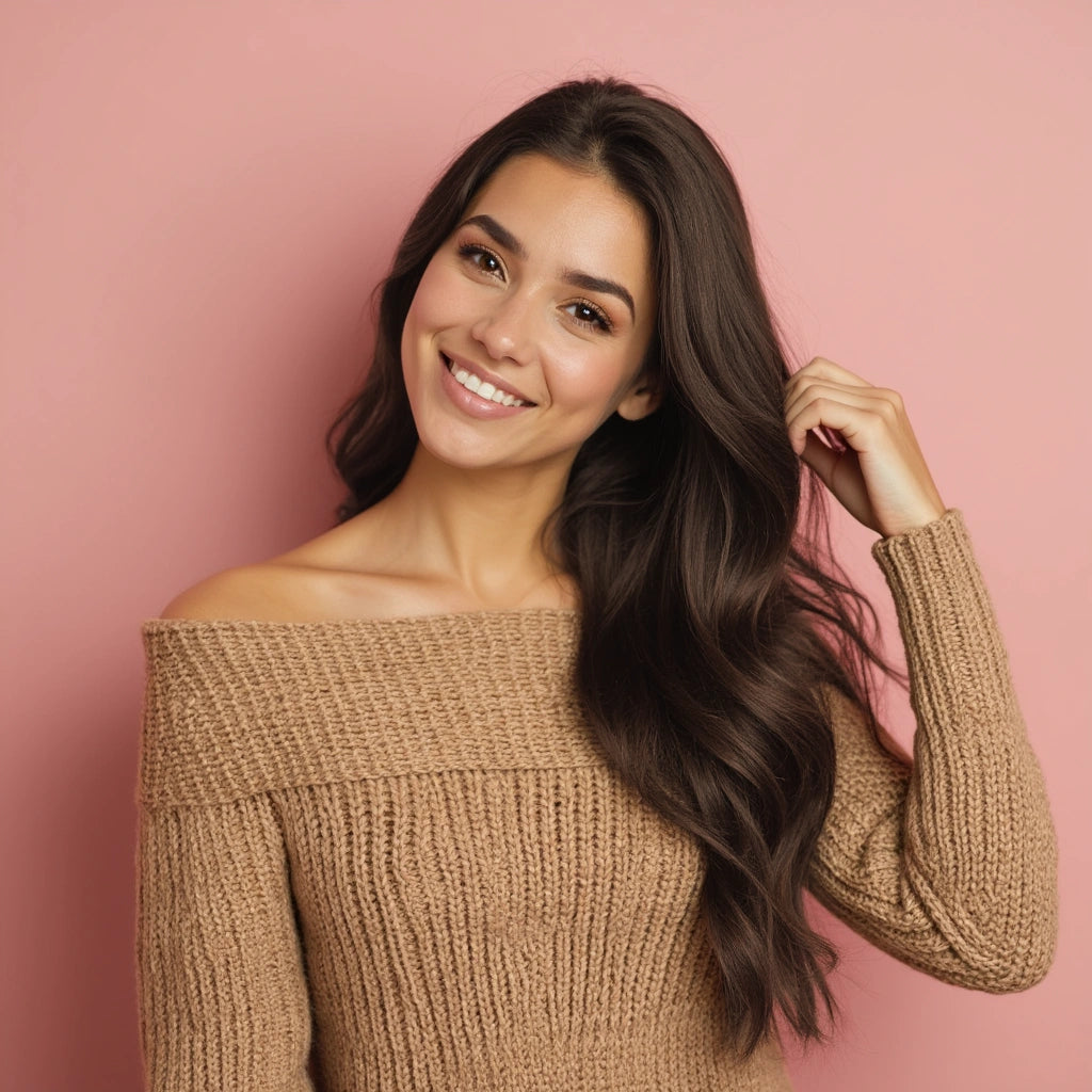 Haar extensies in de kleur donker bruin gemaakt van echt haar. 