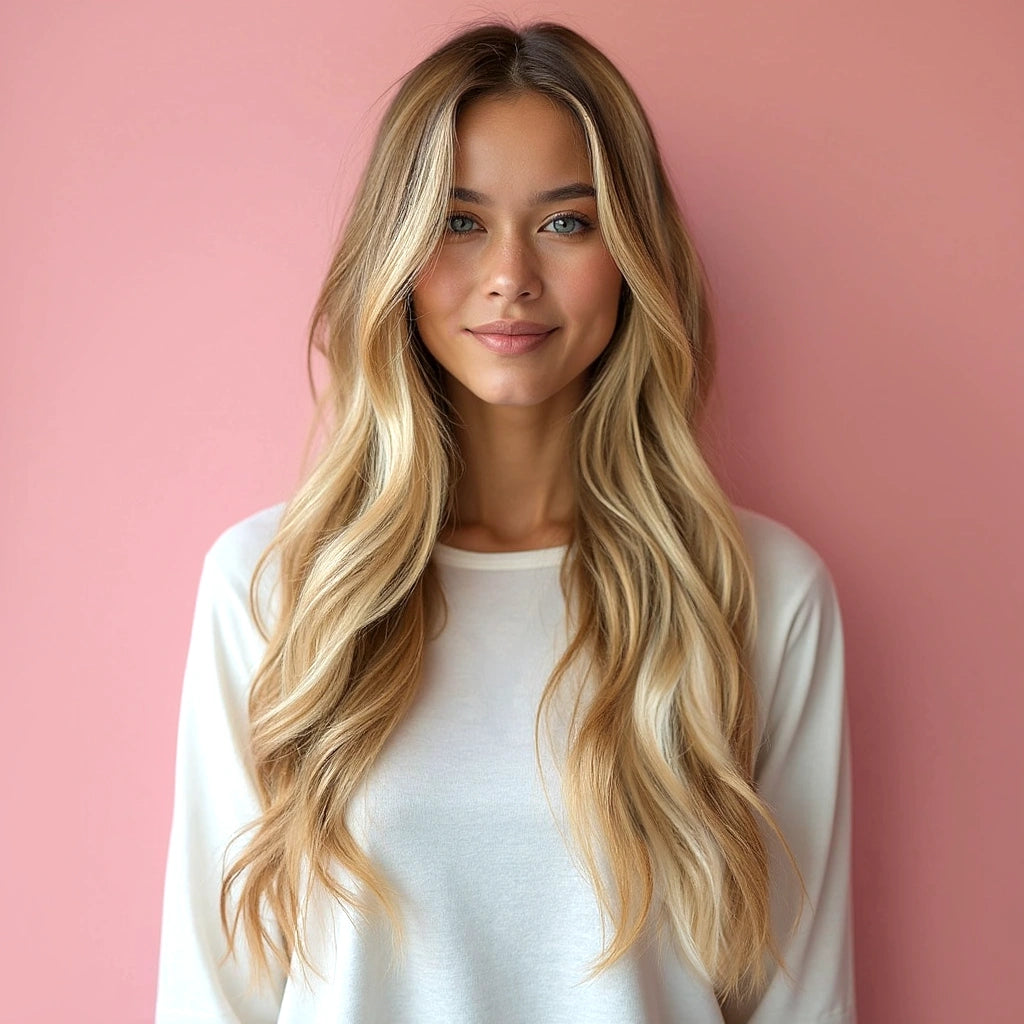 Clip in hairextensions van echt haar met highlights voor die sunkissed look. Verleng nu je haar met clip in hair.