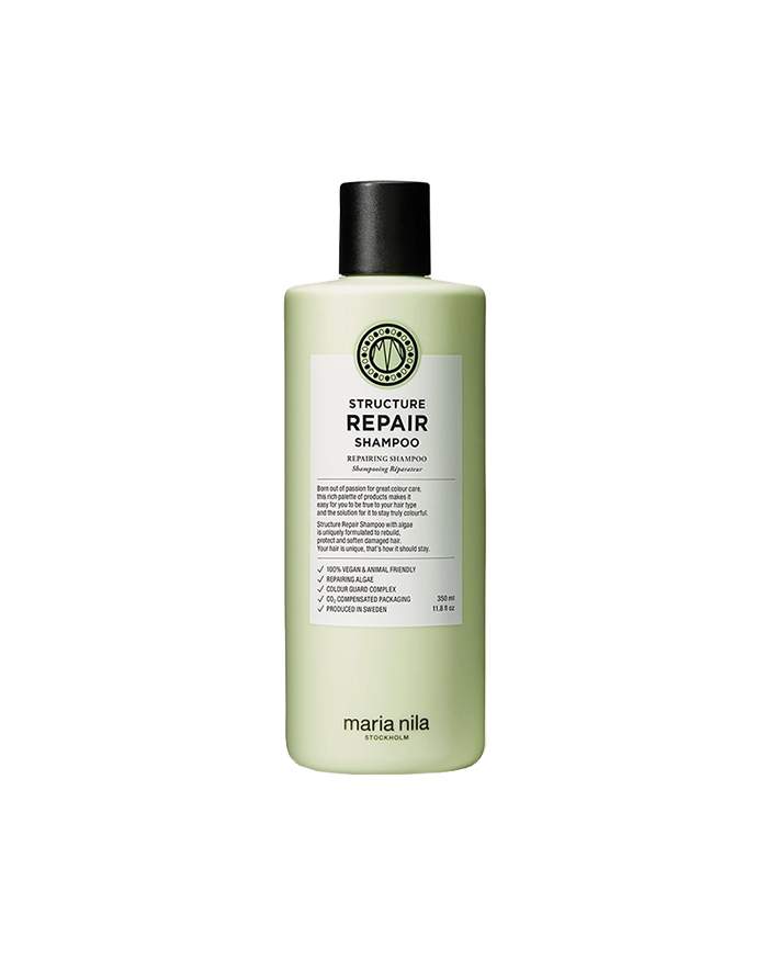 Maria Nila Structure Repair Shampoo is een vocht inbrengende verzorgende shampoo die je haar versterkt. We weten allemaal dat droog, beschadigd, geblondeerd haar en hairextensions wat extra liefde nodig hebben. Daarom introduceren we de Maria Nila Repair Shampoo, voor sterk en gezond haar. Deze shampoo is speciaal ontworpen om jouw prachtige nieuwe haar en hairextensions in topconditie te houden.